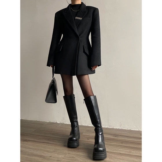 Acupstudio Jiangye Niche American waist woolen woolen suits outer women's autumn and winter high -level woolen coat Acupstudio Jiangye Niche American waist woolen woolen suits outer women's autumn and winter high -level woolen coat