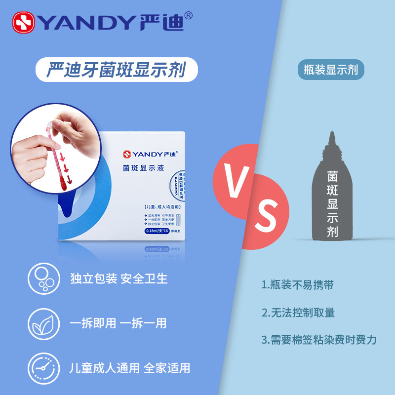 플라크 표시기 치석 색상 인공물 얼룩을 감지하는 어린이 및 성인을 위한 YANDI 치과 플라크 디스플레이 에이전트-