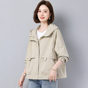 Large size women's hooded jacket for women 2025 autumn clothes new fat MM mother's clothes Korean loose short women's windbreaker Large size women's hooded jacket for women 2025 autumn clothes new fat MM mother's clothes Korean loose short women's windbreaker