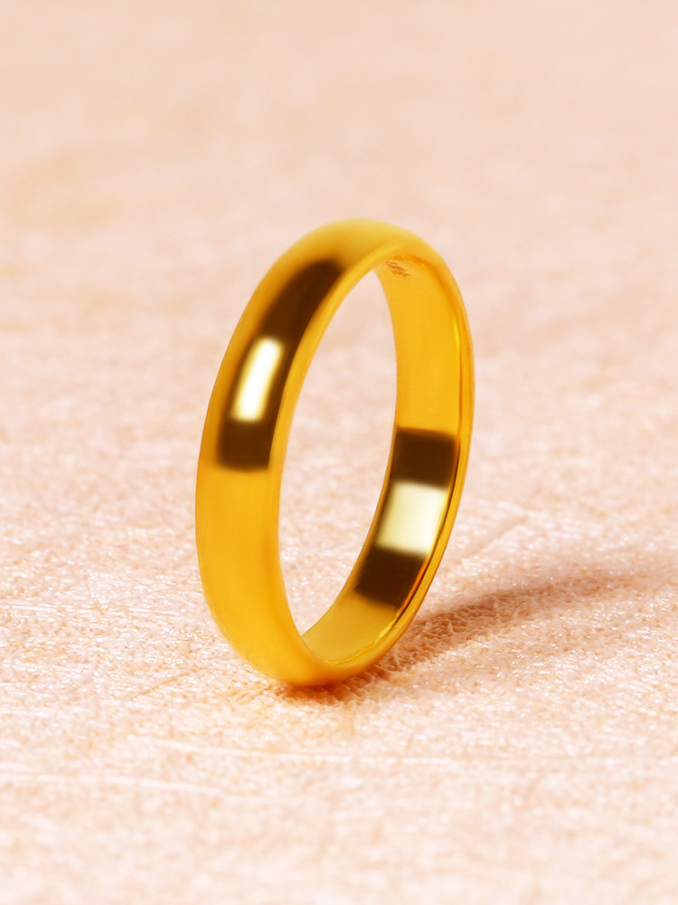 Bejewel 999 Gold Couple Ring Plain Solid Glossy Loach Design