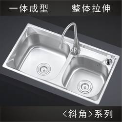 304 One-Piece Thickeneded Stainless Steel Brushed Kitchen Sink Double Sink High Side Bevel Set  304 One-Piece Thickeneded Stainless Steel Brushed Kitchen Sink Double Sink High Side Bevel Set