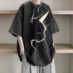 Pure Cotton Short-Sleeve T-Shirt for Men and Women, New Summer Style, American Trendy Brand, Versatile, Niche, Half-Sleeve, Washed and Distressed, Loose Top Pure Cotton Short-Sleeve T-Shirt for Men and Women, New Summer Style, American Trendy Brand, Versatile, Niche, Half-Sleeve, Washed and Distressed, Loose Top