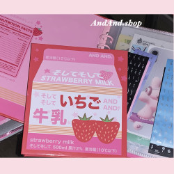 Andand. Original A6 Strawberry Milk 6inch Cute Illustration Pink Postcard Photo Album Card Binder Andand. Original A6 Strawberry Milk 6inch Cute Illustration Pink Postcard Photo Album Card Binder