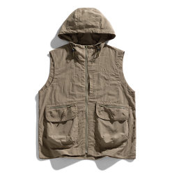 Renika summer men's hooded vest jacket camping hiking outdoor assault fashion trendy loose vest men Renika summer men's hooded vest jacket camping hiking outdoor assault fashion trendy loose vest men