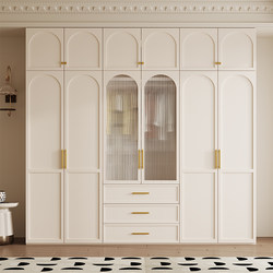 French-Style Cream-Colored Wardrobe for Home Use in Small Bedrooms, Modern, Simple, Economical Cabinet with Flat Doors, Assembled Wardrobe French-Style Cream-Colored Wardrobe for Home Use in Small Bedrooms, Modern, Simple, Economical Cabinet with Flat Doors, Assembled Wardrobe