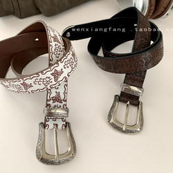 Printed Butterfly Belt for Women, American Retro Distressed Versatile High-End Jeans Accessory Waist Belt, Student Trendy Printed Butterfly Belt for Women, American Retro Distressed Versatile High-End Jeans Accessory Waist Belt, Student Trendy