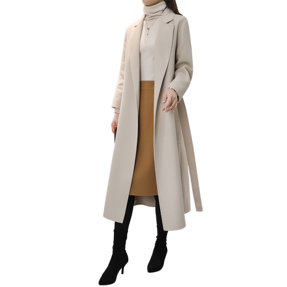 Double -sided wool woolen coat women long overlap, lumbar belt slimness, thin 2022 spring and autumn new super long woolen jacket Double -sided wool woolen coat women long overlap, lumbar belt slimness, thin 2022 spring and autumn new super long woolen jacket