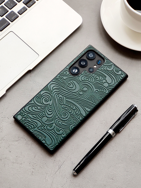 Embossed Premium WAVE Genuine Leather S24, S24 Plus, S24 Ultra, S23, S23 Plus, S23 Ultra, S22, S22 Plus, S22 Ultra, Note 20