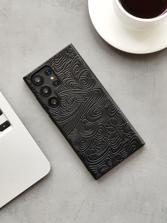Embossed Premium WAVE Genuine Leather S24, S24 Plus, S24 Ultra, S23, S23 Plus, S23 Ultra, S22, S22 Plus, S22 Ultra, Note 20