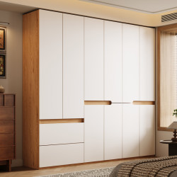 Economical Handle-Free Wardrobe Bedroom Household Segmented Storage Cabinet Small Apartment Solid Wood Storage Large Wardrobe Economical Handle-Free Wardrobe Bedroom Household Segmented Storage Cabinet Small Apartment Solid Wood Storage Large Wardrobe
