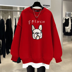 Round neck pullover mid-length graffiti sweatshirt Round neck pullover mid-length graffiti sweatshirt