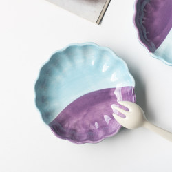 Banmura Eggplant and Mint Green Color-Blocked Ceramic Deep Plate Japanese Hand-Painted Breakfast Plate Salad Plate Brunch Plate Banmura Eggplant and Mint Green Color-Blocked Ceramic Deep Plate Japanese Hand-Painted Breakfast Plate Salad Plate Brunch Plate