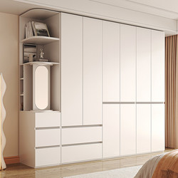 White Osb Panel Modular Wardrobe for Home Bedroom, Simple Solid Wood Enf-Grade Storage Finished Product, Handle-Free Wardrobe White Osb Panel Modular Wardrobe for Home Bedroom, Simple Solid Wood Enf-Grade Storage Finished Product, Handle-Free Wardrobe