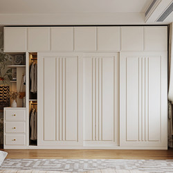 Simple Cream-Style Sliding Door Wardrobe for Home Bedroom, Economical Small Apartment High-End Large Wardrobe Simple Cream-Style Sliding Door Wardrobe for Home Bedroom, Economical Small Apartment High-End Large Wardrobe