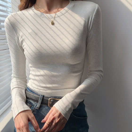 Spring and Autumn and Winter thread slim T-shirt long-sleeved shoulder-wisted tight base shirt basic shirt short top for women
Spring and Autumn and Winter thread slim T-shirt long-sleeved shoulder-wisted tight base shirt basic shirt short top for women