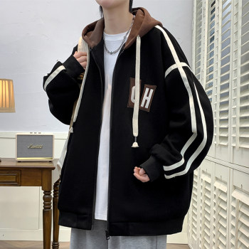 Men's trendy loose plus size hooded jacket Men's trendy loose plus size hooded jacket