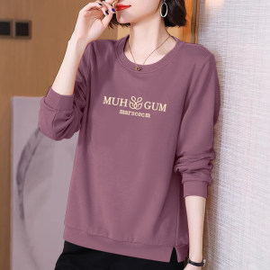 Middle-aged mother spring and autumn tops autumn and winter new round neck sweatshirt for women thin fashion long-sleeved T-shirt base shirt 
Middle-aged mother spring and autumn tops autumn and winter new round neck sweatshirt for women thin fashion long-sleeved T-shirt base shirt