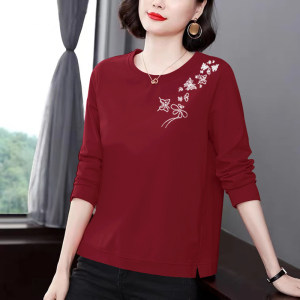 Mom pure cotton long-sleeved T-shirt for women 2025 new spring and autumn clothes fashionable middle-aged base shirt women fashionable top 
Mom pure cotton long-sleeved T-shirt for women 2025 new spring and autumn clothes fashionable middle-aged base shirt women fashionable top