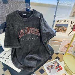 American Vintage Distressed Pure Cotton Short-Sleeve T-Shirt for Women, Summer European and American Style Retro Plus-Size Trendy Brand Top American Vintage Distressed Pure Cotton Short-Sleeve T-Shirt for Women, Summer European and American Style Retro Plus-Size Trendy Brand Top