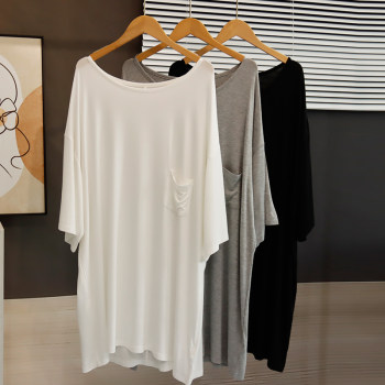 Women's mid-sleeve lazy style round neck modal Women's mid-sleeve lazy style round neck modal