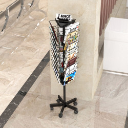 Lance Rotatable 27-Slot Information Rack, Movable Floor-Standing Book and Newspaper Rack for Newspapers, Magazines, Exhibitions, and Promotions Lance Rotatable 27-Slot Information Rack, Movable Floor-Standing Book and Newspaper Rack for Newspapers, Magazines, Exhibitions, and Promotions