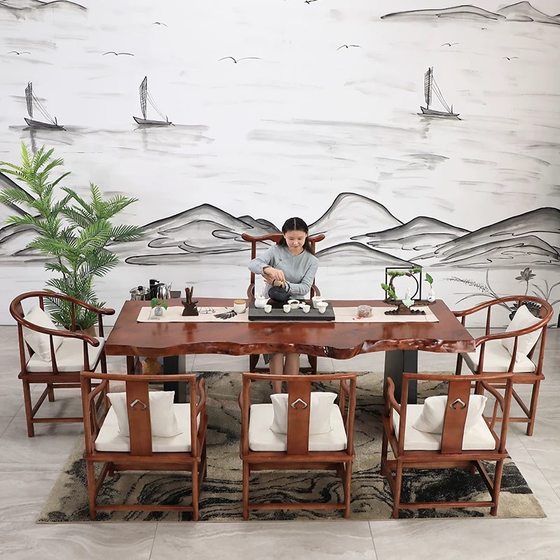 Solid wood tea table and chair combination modern simple Chinese tea table office log large table Kung Fu tea table tea table
Solid wood tea table and chair combination modern simple Chinese tea table office log large table Kung Fu tea table tea table