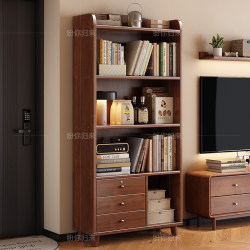 Solid Wood Bookshelf with Drawers, Floor-Standing Storage Rack, Integrated Wall-Mounted Storage Cabinet for Living Room, Student Bookcase Solid Wood Bookshelf with Drawers, Floor-Standing Storage Rack, Integrated Wall-Mounted Storage Cabinet for Living Room, Student Bookcase