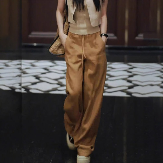 Amazed! Gold-brown linen pants for women in 2025 summer thin small straight-leg Tennis wide-leg pants
Amazed! Gold-brown linen pants for women in 2025 summer thin small straight-leg Tennis wide-leg pants
