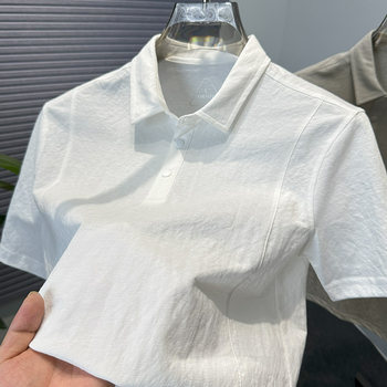 Line t-shirt men's short-sleeved summer thin men's lapel solid color versatile slit cotton linen half-sleeved top trendy 
Line t-shirt men's short-sleeved summer thin men's lapel solid color versatile slit cotton linen half-sleeved top trendy