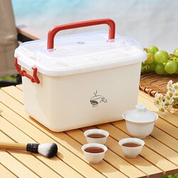Outdoor plastic tea tray Kung Fu tea set storage box with drain simple tray tea set storage box tea set organizing box Outdoor plastic tea tray Kung Fu tea set storage box with drain simple tray tea set storage box tea set organizing box