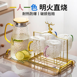 Water Cup Household Set, Family Hospitality Tea Set, Glass Cup, High Temperature Resistant Cold Water Jug with Tray, Housewarming Water Set Water Cup Household Set, Family Hospitality Tea Set, Glass Cup, High Temperature Resistant Cold Water Jug with Tray, Housewarming Water Set