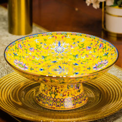 Jingdezhen Enamelware Chinese-Style Fruit Plate Ceramic High-Footed Tray Living Room Serving Tray Fruit Tray Exquisite Plate Jingdezhen Enamelware Chinese-Style Fruit Plate Ceramic High-Footed Tray Living Room Serving Tray Fruit Tray Exquisite Plate