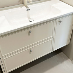 Light French Cream Style Oak Paint Bathroom Cabinet Combination Ceramic Integrated Basin Bathroom Washbasin Washbasin Cabinet Light French Cream Style Oak Paint Bathroom Cabinet Combination Ceramic Integrated Basin Bathroom Washbasin Washbasin Cabinet