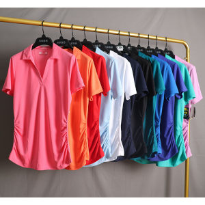 D104 new sports fitness golf lapel short -sleeved summer soft comfortable waist wrinkles V -neck top D104 new sports fitness golf lapel short -sleeved summer soft comfortable waist wrinkles V -neck top