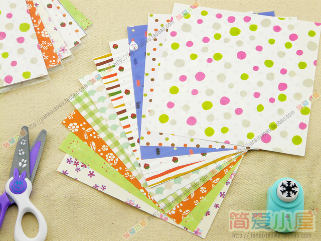 快乐手工 正方形彩色图案 花纹纸 15cm 15cm 剪纸折纸材