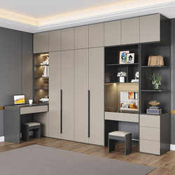 Home Master Bedroom Wardrobe with Integrated Extendable Desk, Corner Computer Desk, and Dressing Table Combination, Finished Large Wardrobe Home Master Bedroom Wardrobe with Integrated Extendable Desk, Corner Computer Desk, and Dressing Table Combination, Finished Large Wardrobe
