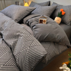 Scandinavian Style Pure Cotton Bed Four-Piece Set, Pure Cotton Quilt Cover, College Dormitory Bed, Single Three-Piece Set, Men's Bedding, Fitted Sheet Scandinavian Style Pure Cotton Bed Four-Piece Set, Pure Cotton Quilt Cover, College Dormitory Bed, Single Three-Piece Set, Men's Bedding, Fitted Sheet