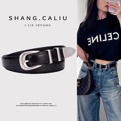 Autumn Leather Belt for Women, Genuine Leather Decorative Niche Solid Pin Buckle Versatile Belt for Jeans, Black Unisex Slimming Belt Autumn Leather Belt for Women, Genuine Leather Decorative Niche Solid Pin Buckle Versatile Belt for Jeans, Black Unisex Slimming Belt