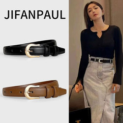 Qin Lan's Same Style Black Leather Belt for Women, Genuine Leather with a High-End Feel, Suitable for Dresses, Trousers, and Jeans, Women's Belt, 2025 New Model Qin Lan's Same Style Black Leather Belt for Women, Genuine Leather with a High-End Feel, Suitable for Dresses, Trousers, and Jeans, Women's Belt, 2025 New Model