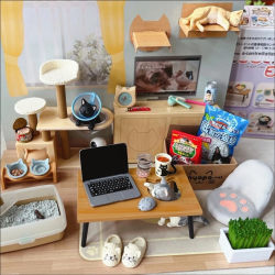 Rement Figure: My Daily Life with My Cat Blind Box Miniature Life Scene Food Toy Simulation Cat House Figurine Decoration Rement Figure: My Daily Life with My Cat Blind Box Miniature Life Scene Food Toy Simulation Cat House Figurine Decoration