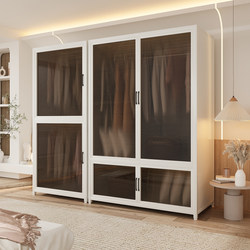 Simple Assembly Wardrobe for Home Use in Bedroom or Rental, Metal Steel Small Apartment Combination Wardrobe, Iron Storage Cabinet Simple Assembly Wardrobe for Home Use in Bedroom or Rental, Metal Steel Small Apartment Combination Wardrobe, Iron Storage Cabinet