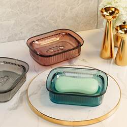 Light luxury style soap box drain soap box large bathroom double-layer storage rack household soap dish holder Light luxury style soap box drain soap box large bathroom double-layer storage rack household soap dish holder