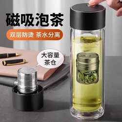 Tea Cup with Magnetic Tea-Water Separation, 2024 New Model for Men, Office Temperature Display, Double-Layer Magnetic Tea Brewing Cup, Glass Water Cup Tea Cup with Magnetic Tea-Water Separation, 2024 New Model for Men, Office Temperature Display, Double-Layer Magnetic Tea Brewing Cup, Glass Water Cup