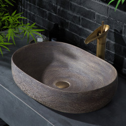 Retro Countertop Basin with Imitation Wood Grain Art, Large Oval Creative Washbasin, Washbasin for Guesthouses and Balconies Retro Countertop Basin with Imitation Wood Grain Art, Large Oval Creative Washbasin, Washbasin for Guesthouses and Balconies