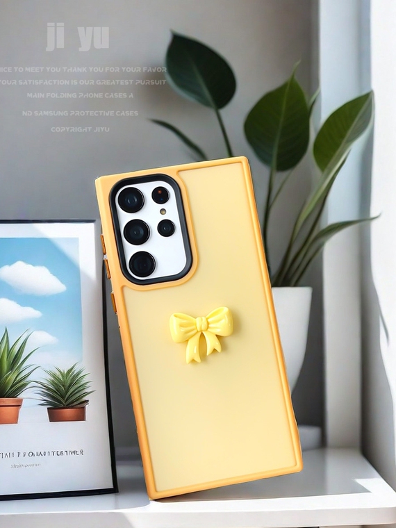 Cute Yellow Ribbon For Girls S24, S24 Plus, S24 Ultra, S23, S23 Plus, S23 Ultra, S22, S22 Plus, S22 Ultra Samsung Phone Case
