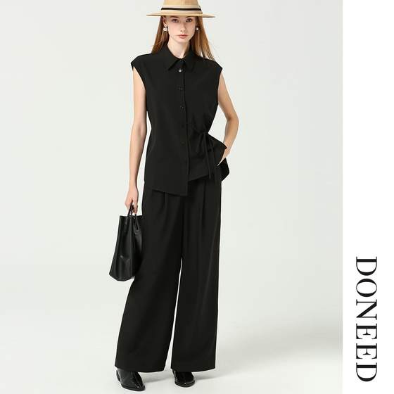 DONEED2025 early autumn style stylish commuter lapel laceable asymmetric vest trousers suit for women DONEED2025 early autumn style stylish commuter lapel laceable asymmetric vest trousers suit for women