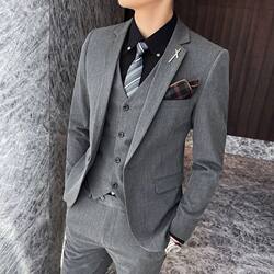 New Men's Three-Piece Suit Set, Autumn and Winter Korean Style, Slim Fit, High-End Groom's Suit, Casual Suit, Host Suit New Men's Three-Piece Suit Set, Autumn and Winter Korean Style, Slim Fit, High-End Groom's Suit, Casual Suit, Host Suit