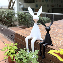 Cute White Sitting Rabbit Ornaments Garden Small Garden Balcony Outdoor Lawn Courtyard Park Scenic Spot Decorations Cute White Sitting Rabbit Ornaments Garden Small Garden Balcony Outdoor Lawn Courtyard Park Scenic Spot Decorations