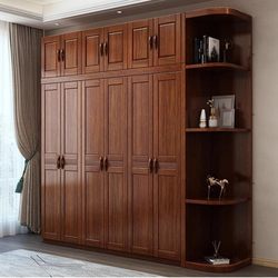 Gumufel Walnut Solid Wood Wardrobe for Home Bedroom Modern Minimalist Small Apartment Storage Cabinet Gumufel Walnut Solid Wood Wardrobe for Home Bedroom Modern Minimalist Small Apartment Storage Cabinet