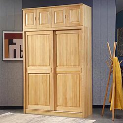 Ouyayijia Modern Solid Pine Wood Wardrobe with Sliding Doors 1.2m Sliding Doors Bedroom Open-Door Natural Wood Storage Cabinet Ouyayijia Modern Solid Pine Wood Wardrobe with Sliding Doors 1.2m Sliding Doors Bedroom Open-Door Natural Wood Storage Cabinet